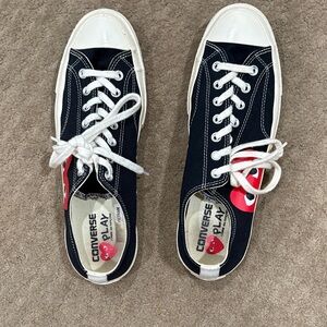 Converse/ Comme Des Garçons Play Black Sneakers w/ Red Heart-men’s 11/women’s 13